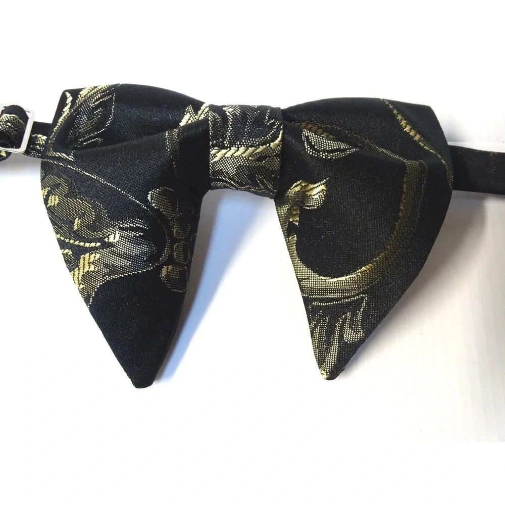 Handmade Brocade Bow tie Vintage style 70`s Black/Gold Bowtie Wedding Prom Gift